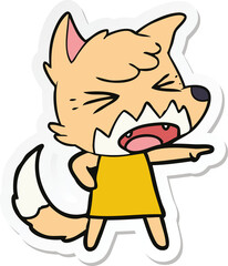 sticker of a angry cartoon fox