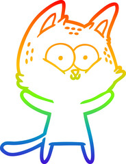 rainbow gradient line drawing cartoon cat