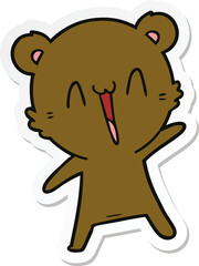 sticker of a happy bear cartoon