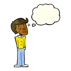 cartoon calm man with thought bubble