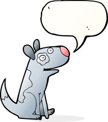 cartoon happy dog with speech bubble