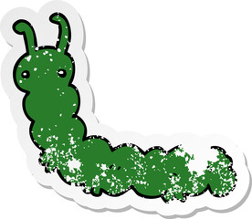 distressed sticker of a cartoon caterpillar