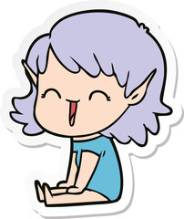 sticker of a cartoon elf girl