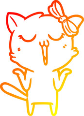 warm gradient line drawing cartoon cat