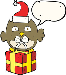 speech bubble cartoon christmas owl