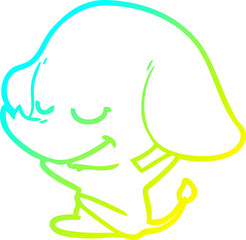cold gradient line drawing cartoon smiling elephant