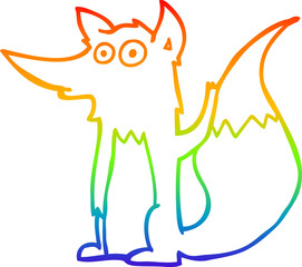 rainbow gradient line drawing cartoon wolf