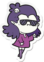 sticker of a cartoon cool vampire