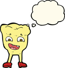 cartoon yellow tooth with thought bubble