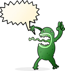 cartoon crazy frog with speech bubble