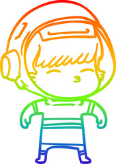 rainbow gradient line drawing cartoon curious astronaut