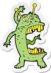 sticker of a cartoon crazy monster