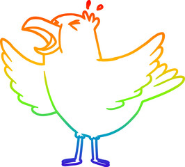 rainbow gradient line drawing cartoon bird squawking