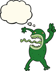 cartoon crazy frog with thought bubble