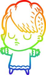 rainbow gradient line drawing cartoon woman