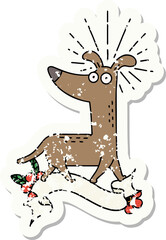 grunge sticker of tattoo style surprised dog