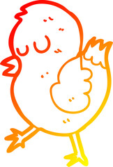 warm gradient line drawing cartoon bird