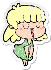 distressed sticker of a cartoon woman