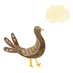 cartoon bird with thought bubble