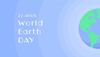 Vector earth day illustration with planet on blue background