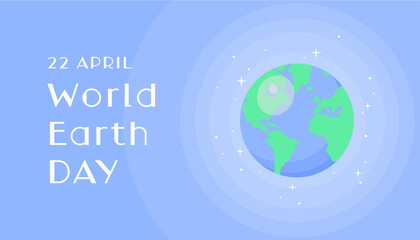 Vector earth day illustration with planet on blue background