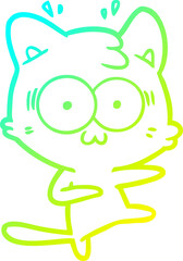 cold gradient line drawing cartoon surprised cat