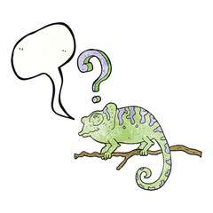 speech bubble textured cartoon curious chameleon