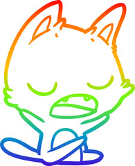 rainbow gradient line drawing talking cat cartoon
