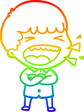 recommend clip art: rainbow gradient line drawing cartoon laughing man