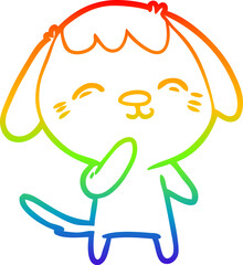 rainbow gradient line drawing happy cartoon dog