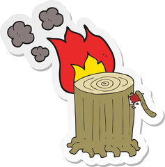 sticker of a cartoon big tree stump