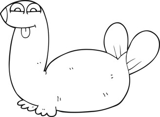 black and white cartoon seal