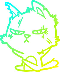 cold gradient line drawing tough cartoon cat
