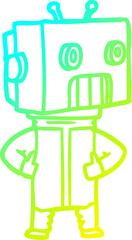 cold gradient line drawing cartoon robot