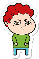 sticker of a cartoon angry man