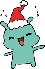 christmas cartoon of kawaii alien