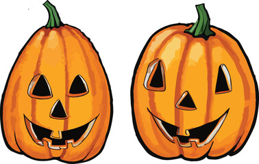 Minimalist hand drawn Halloween pumpkin illustration, Halloween pumpkin vector design