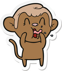 sticker of a crazy cartoon monkey