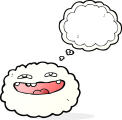 happy cartoon cloud with thought bubble