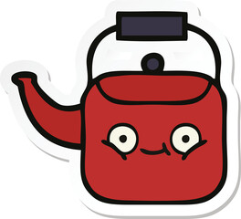 sticker of a cute cartoon kettle