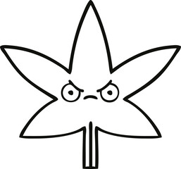 line drawing cartoon marijuana leaf