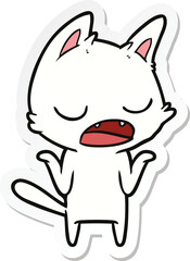 Obraz premium sticker of a talking cat shrugging shoulders
