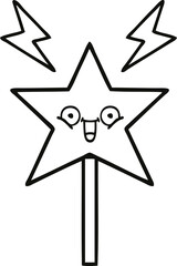 line drawing cartoon magic wand