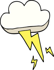 cartoon doodle thundercloud and lightning