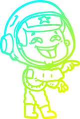 cold gradient line drawing cartoon laughing astronaut