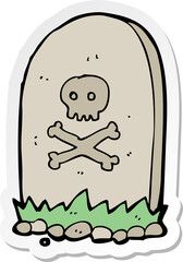 sticker of a cartoon grave