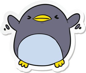 sticker of a cute cartoon flapping penguin