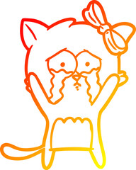 warm gradient line drawing cartoon cat