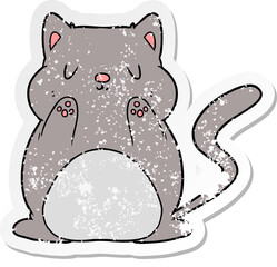 distressed sticker of a cartoon cat