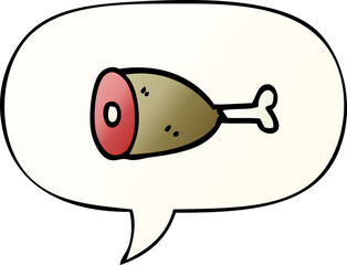 cartoon meat and speech bubble in smooth gradient style